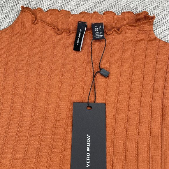 Vero Moda ribbed high neck top with lettuce hem S - Picture 4 of 4